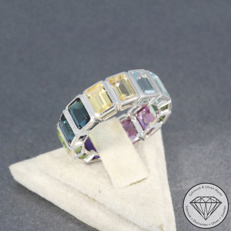 Wert 2990 € Farbedelstein Ring in 585er 14 K Weißgold - 98212