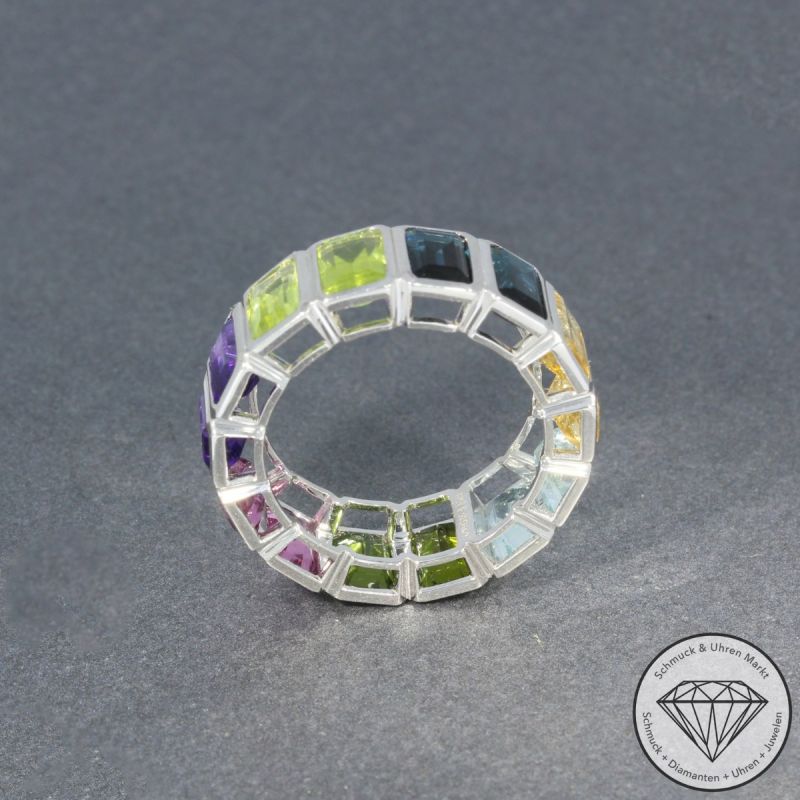 Wert 2990 € Farbedelstein Ring in 585er 14 K Weißgold - 98212