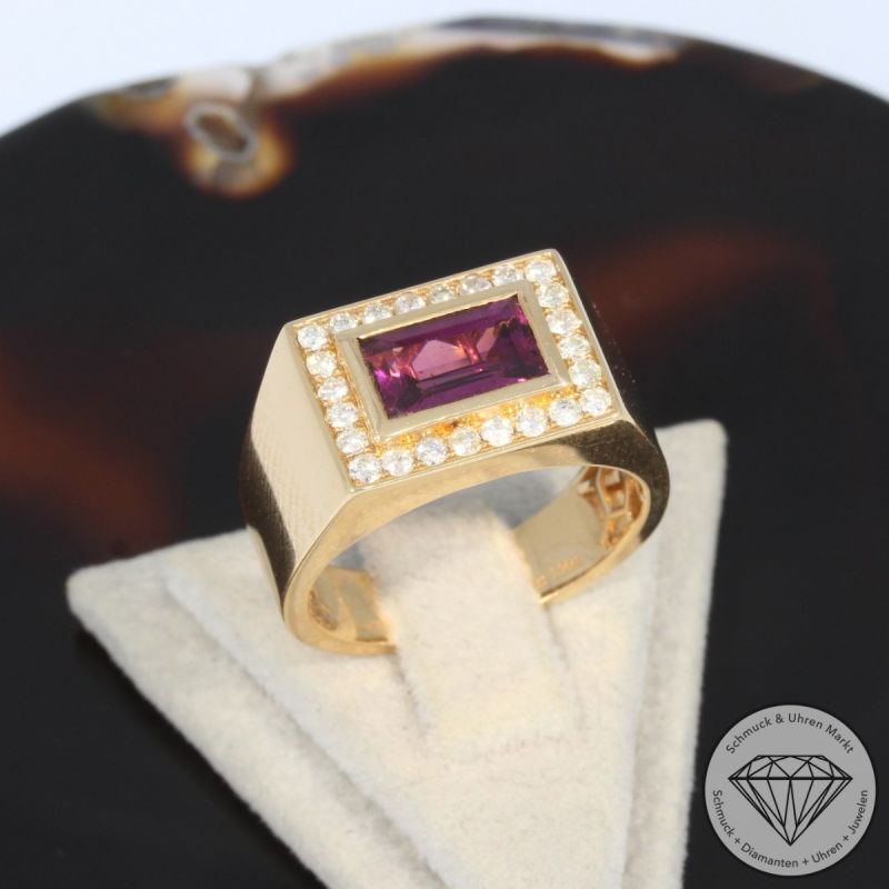 Wert 3590 € Brillant Rhodolith Ring in 750er 18 K Rosegold - 98215