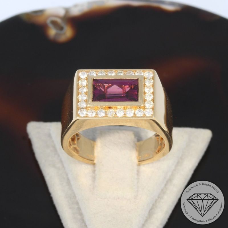 Wert 3590 € Brillant Rhodolith Ring in 750er 18 K Rosegold - 98215
