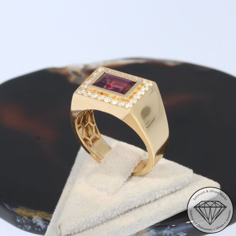 Wert 3590 € Brillant Rhodolith Ring in 750er 18 K Rosegold - 98215