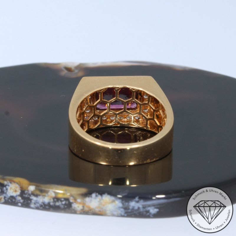 Wert 3590 € Brillant Rhodolith Ring in 750er 18 K Rosegold - 98215