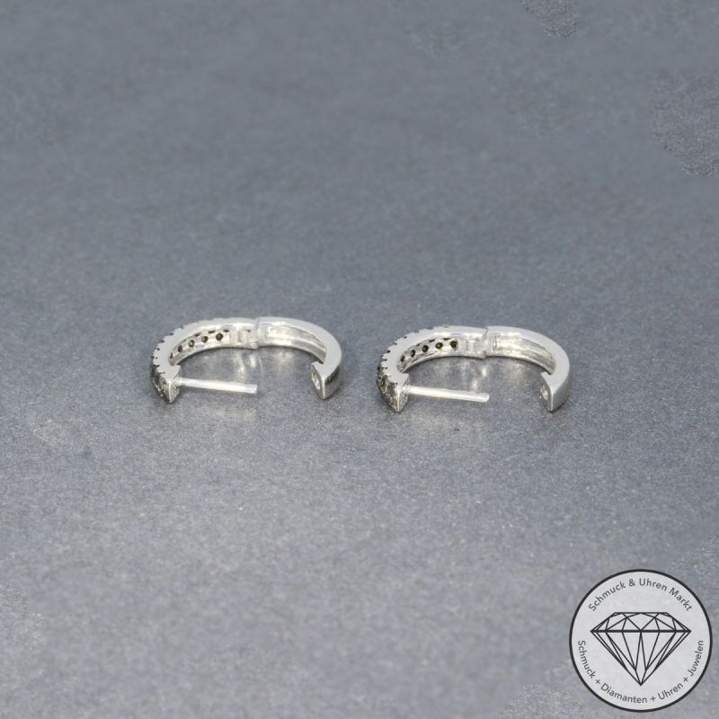 Wert 990 € schwarze Diamant Creolen (0,32 carat) in 585er 14 K Weißgold - H1744
