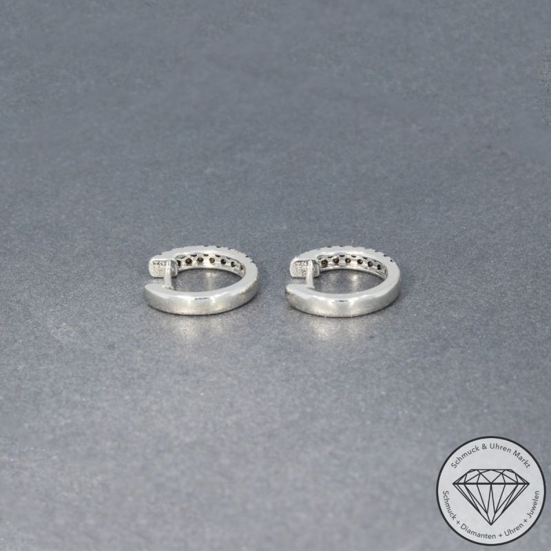 Wert 990 € schwarze Diamant Creolen (0,32 carat) in 585er 14 K Weißgold - H1744