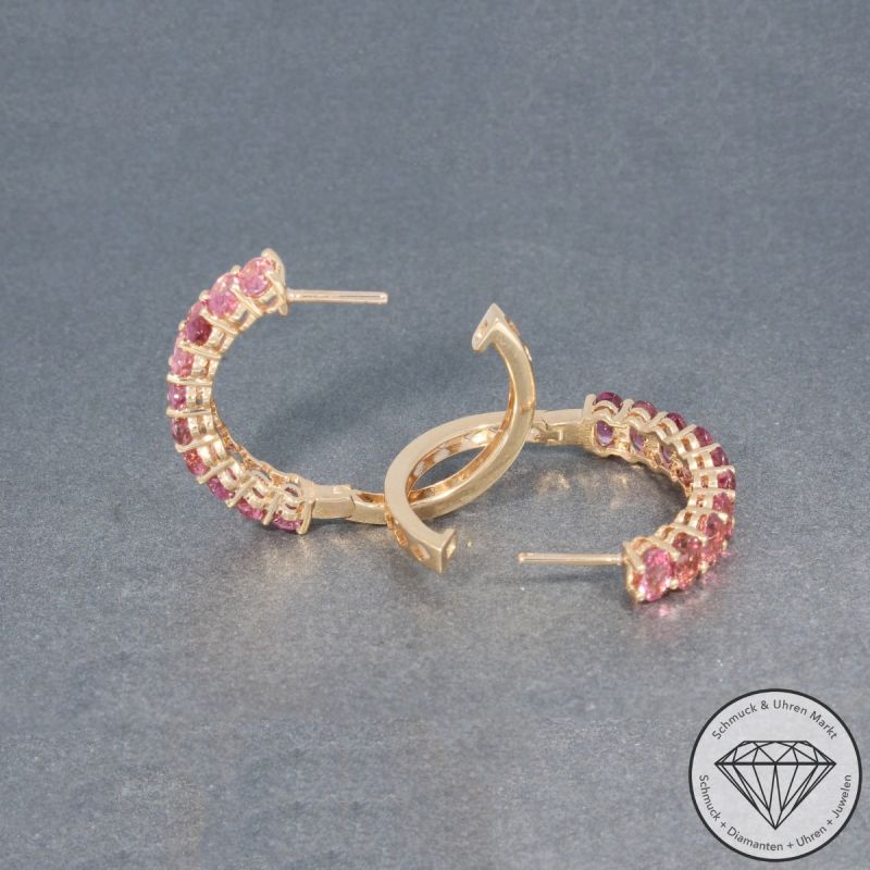 Wert 3750 € Turmalin Ohrringe Creolen in 585er 14 K Rosegold - 98238