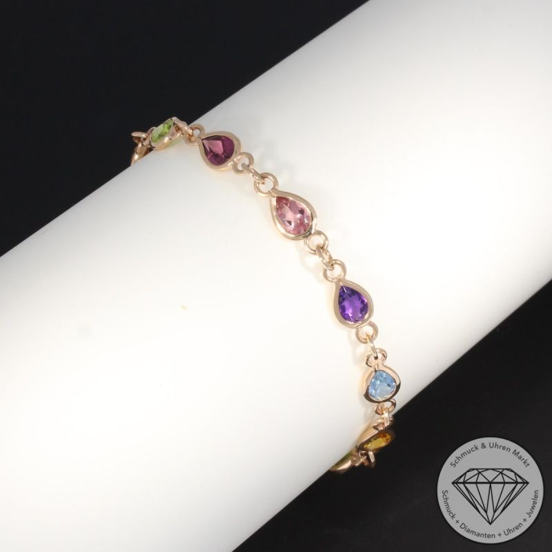 Wert 3050 € Farbedelstein Armband in 585er 14 K Rosegold - 98251