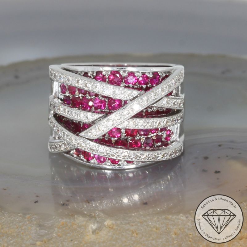 Wert 4900 € Brillant Rubin Ring in 750er 18 K Weißgold - 98300