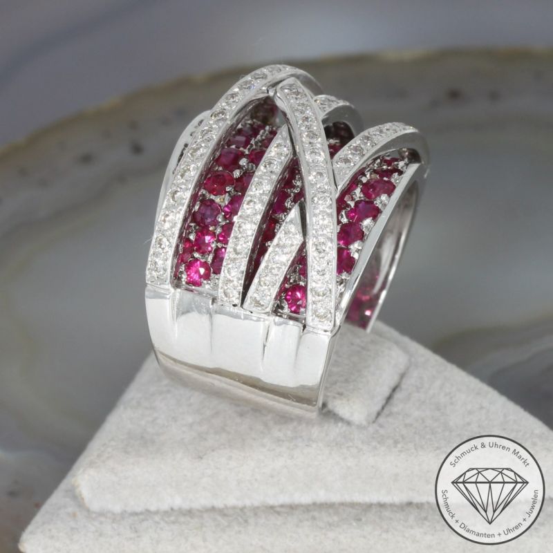 Wert 4900 € Brillant Rubin Ring in 750er 18 K Weißgold - 98300