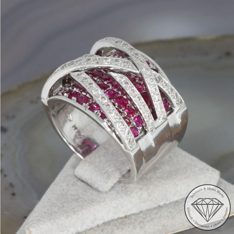 Wert 4900 € Brillant Rubin Ring in 750er 18 K Weißgold - 98300