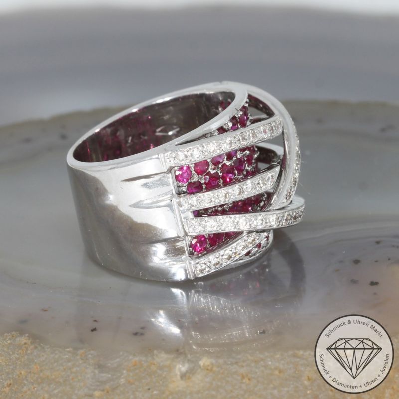 Wert 4900 € Brillant Rubin Ring in 750er 18 K Weißgold - 98300
