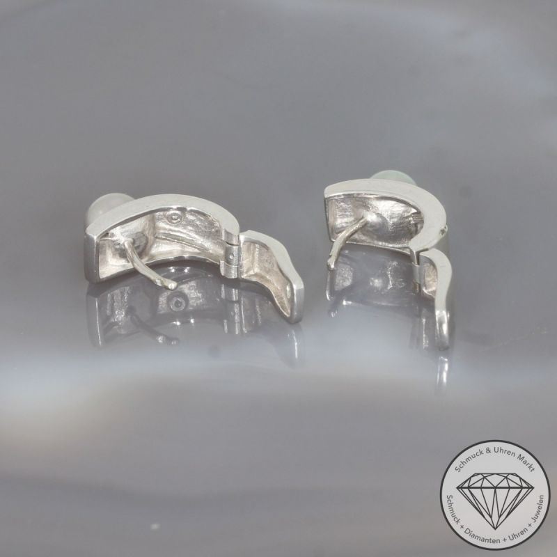 Wert 1490 € Brillant Perl Creolen in 585er 14 K Weißgold - 98303