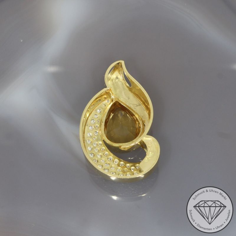 Wert 8800 € Brillant Citrin Anhänger in 750er 18 K Gelbgold - 98321