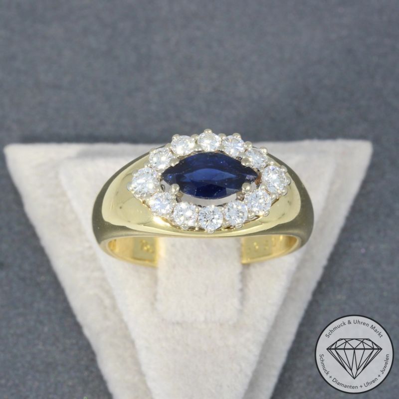 Wert 1379 € Brillant Saphir Ring 750er/18 Karat Gelb Gold Größe 56 – 98327