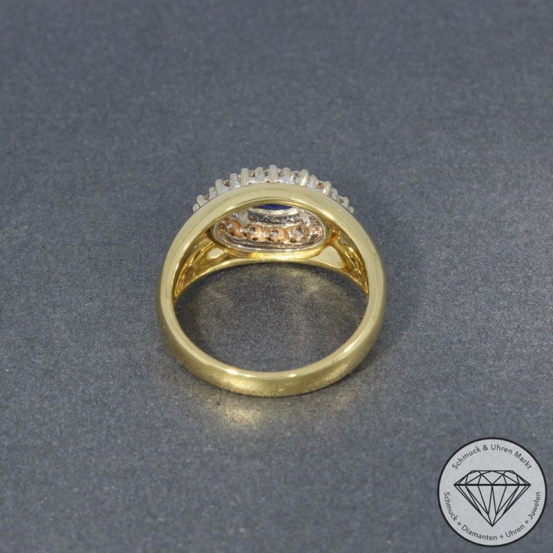 Wert 1379 € Brillant Saphir Ring 750er/18 Karat Gelb Gold Größe 56 – 98327