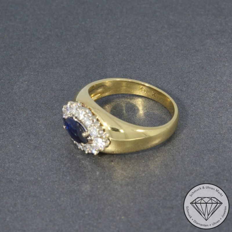 Wert 1379 € Brillant Saphir Ring 750er/18 Karat Gelb Gold Größe 56 – 98327