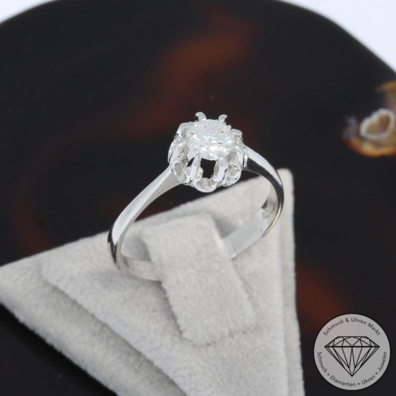 Wert 2.600 € Solitär Brillant Ring (ca. 0,45 carat) in 750er 18 K Weißgold - 98342