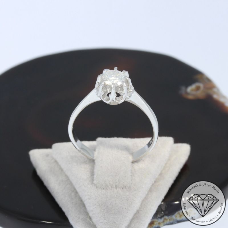 Wert 2.600 € Solitär Brillant Ring (ca. 0,45 carat) in 750er 18 K Weißgold - 98342