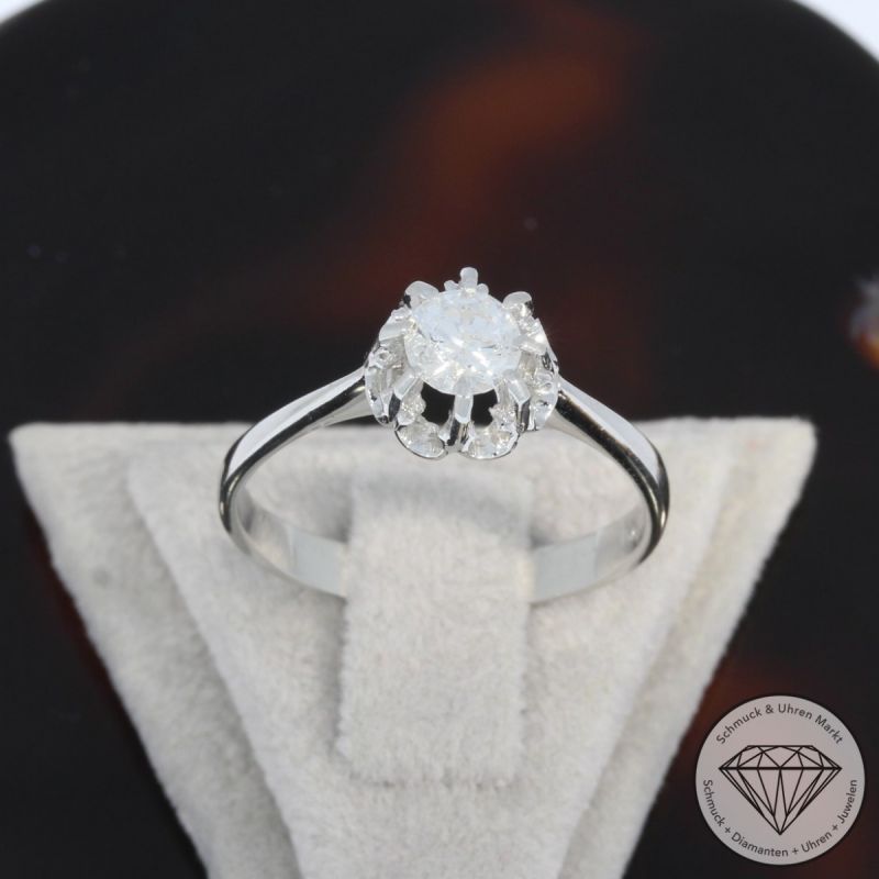 Wert 2.600 € Solitär Brillant Ring (ca. 0,45 carat) in 750er 18 K Weißgold - 98342
