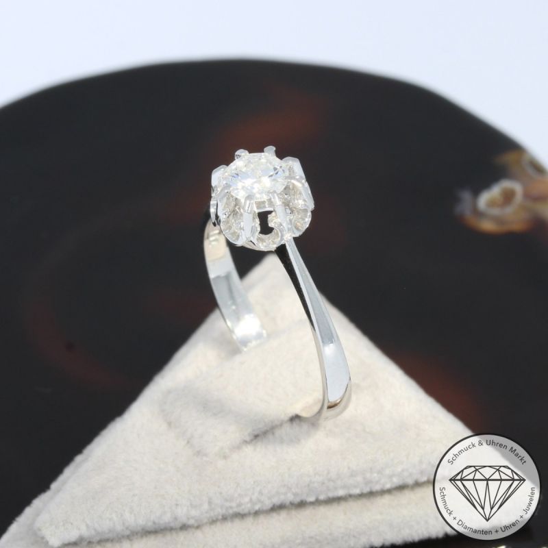 Wert 2.600 € Solitär Brillant Ring (ca. 0,45 carat) in 750er 18 K Weißgold - 98342