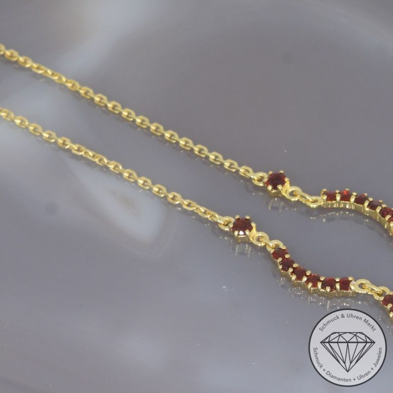 Wert 600 € Granat Collier in 333er 8 K Gelbgold - 98435