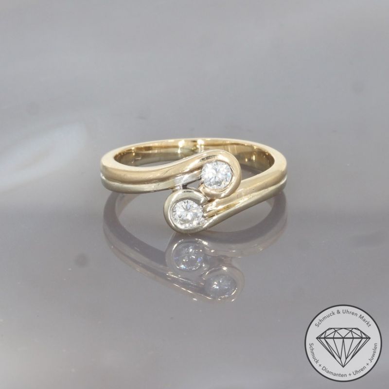 Wert 1100 € Bicolor Brillant Ring 585er 14 K Gold - 98511