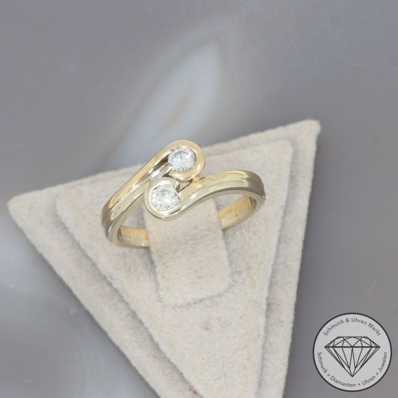 Wert 1100 € Bicolor Brillant Ring 585er 14 K Gold - 98511