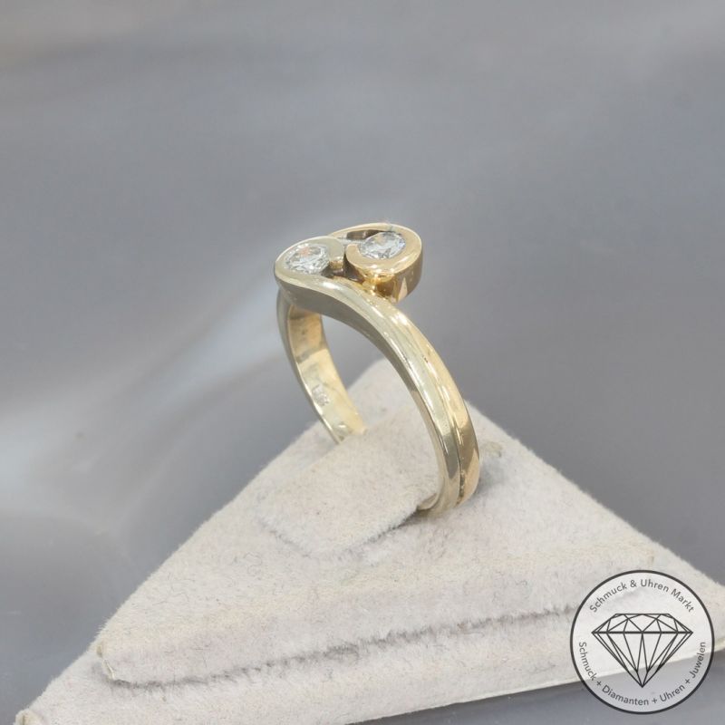 Wert 1100 € Bicolor Brillant Ring 585er 14 K Gold - 98511
