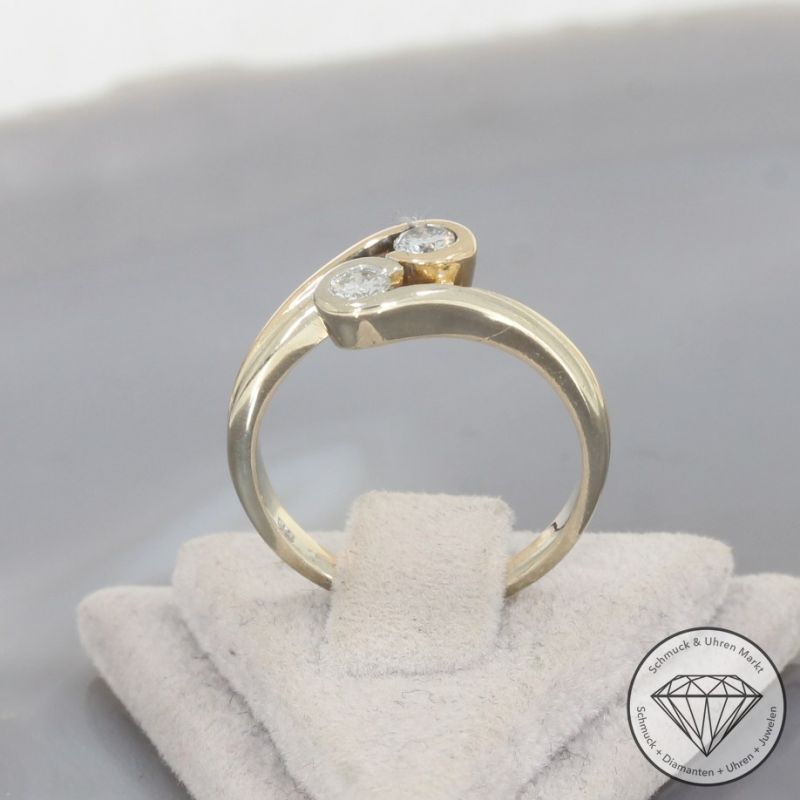 Wert 1100 € Bicolor Brillant Ring 585er 14 K Gold - 98511