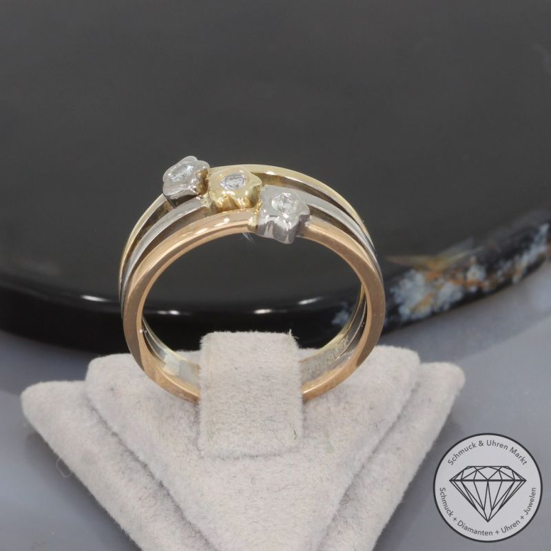 Wert 1900 € Bicolor Brillant Ring (ca. 0,15 carat) in 750er 18 K Gold - 98513