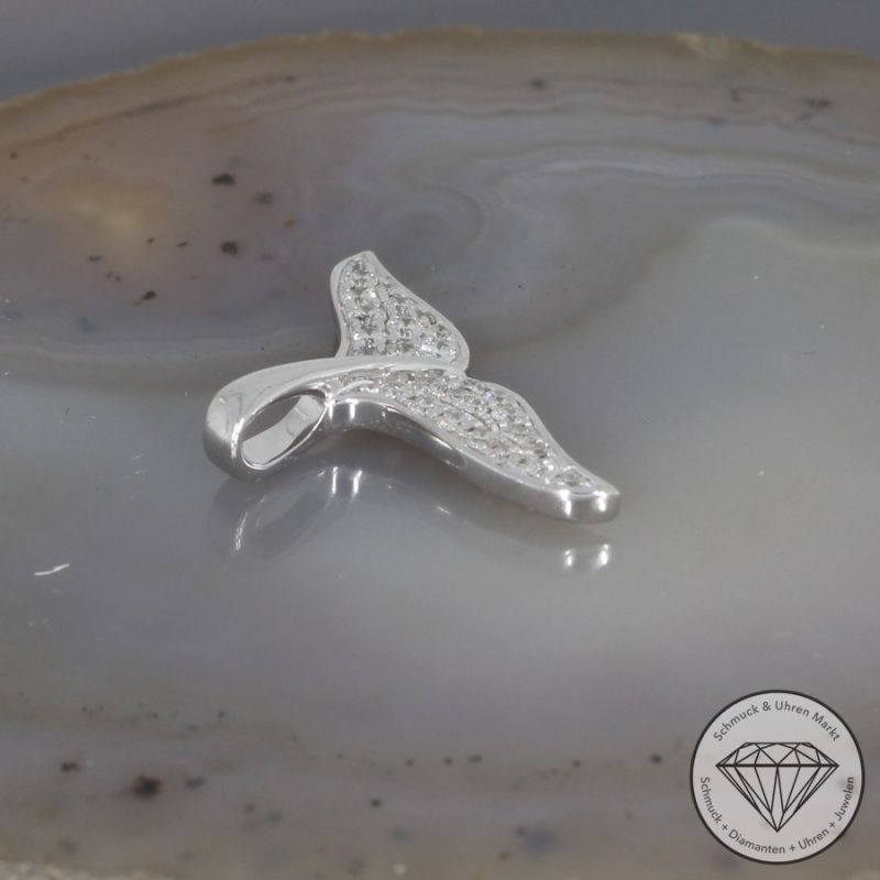 Wert 1400 € Brillant Anhänger Flosse (0,26 carat) in 585er 14 K Weißgold - H1760