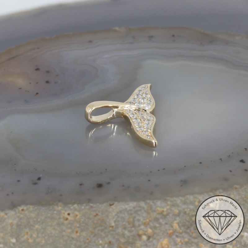 Wert 1400 € Brillant Anhänger Flosse (0,27 carat) in 585er 14 K Gelbgold - H1761