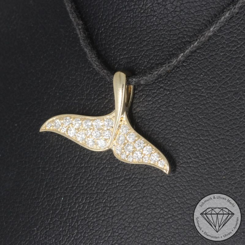 Wert 1400 € Brillant Anhänger Flosse (0,27 carat) in 585er 14 K Gelbgold - H1761