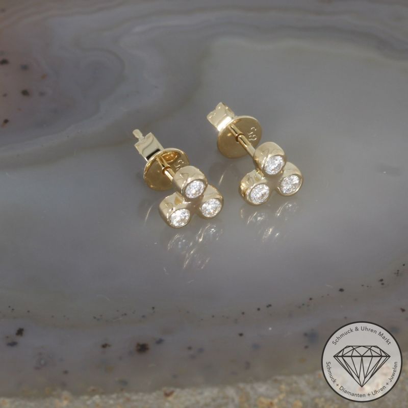 Wert 1160 € Brillant Ohrstecker (0,17 carat) in 585er 14 K Gelbgold - H1759