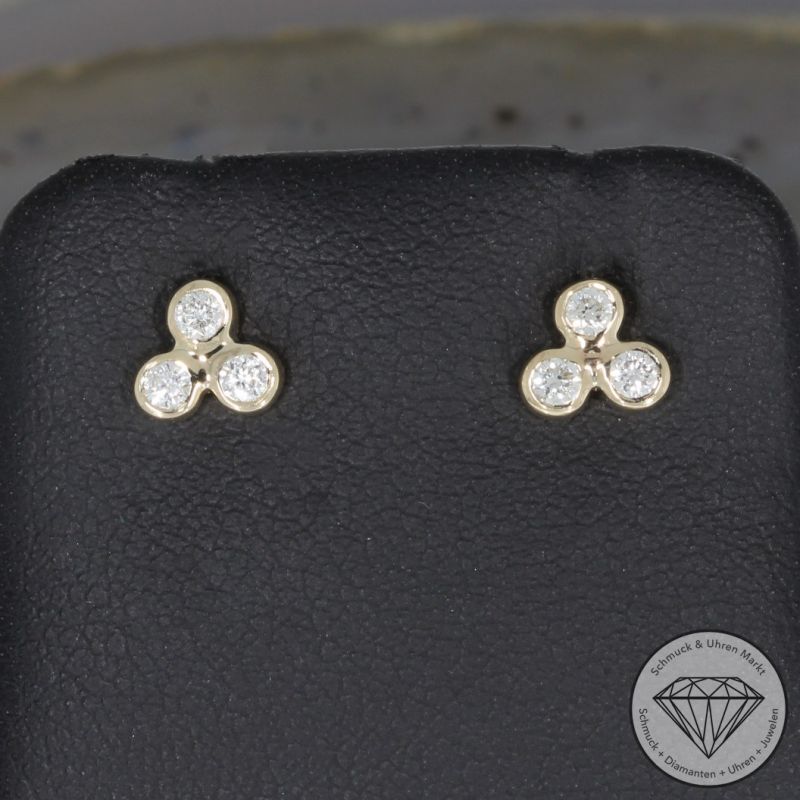 Wert 1160 € Brillant Ohrstecker (0,17 carat) in 585er 14 K Gelbgold - H1759