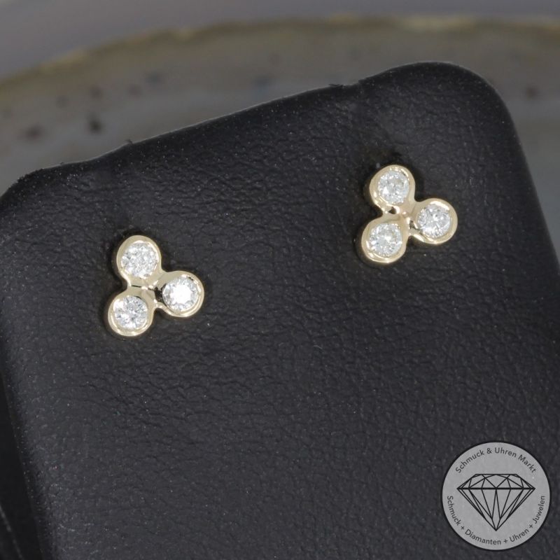 Wert 1160 € Brillant Ohrstecker (0,17 carat) in 585er 14 K Gelbgold - H1759