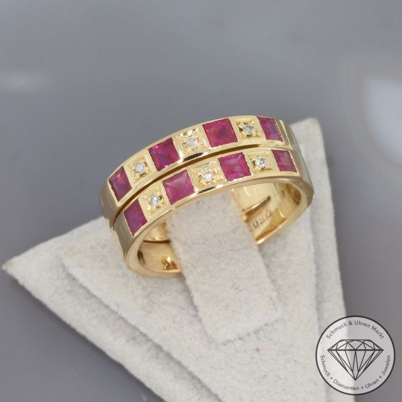 Wert 2650 € Brillant Rubin Ring in 750er 18 K Gelbgold - 98554