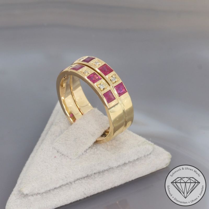 Wert 2650 € Brillant Rubin Ring in 750er 18 K Gelbgold - 98554