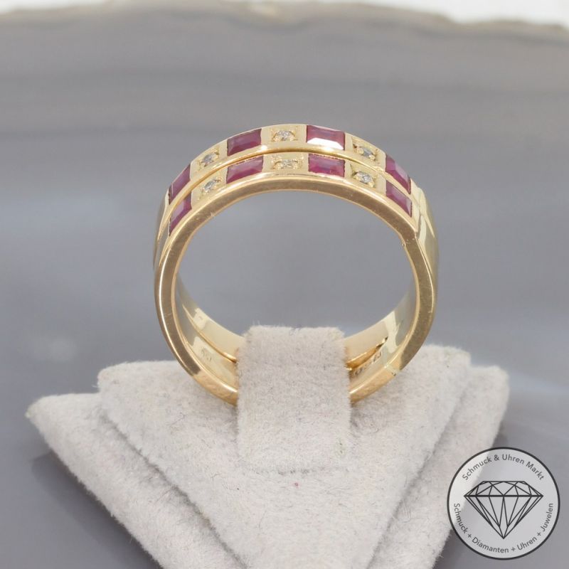 Wert 2650 € Brillant Rubin Ring in 750er 18 K Gelbgold - 98554