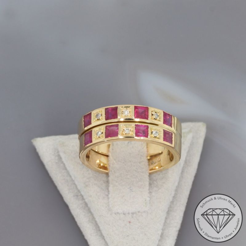 Wert 2650 € Brillant Rubin Ring in 750er 18 K Gelbgold - 98554