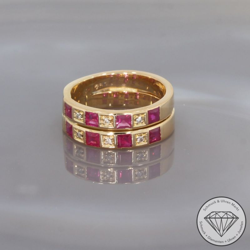 Wert 2650 € Brillant Rubin Ring in 750er 18 K Gelbgold - 98554