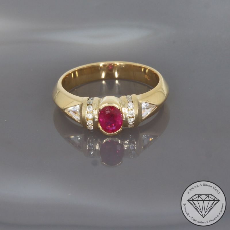 Wert 1950 € Brillant Rubin Topas Ring 750er/18 Karat Gelb Gold Größe 55 – 98555
