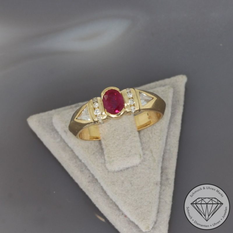 Wert 1950 € Brillant Rubin Topas Ring 750er/18 Karat Gelb Gold Größe 55 – 98555