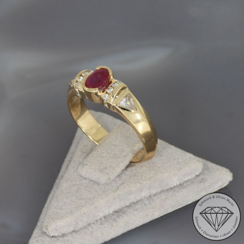 Wert 1950 € Brillant Rubin Topas Ring 750er/18 Karat Gelb Gold Größe 55 – 98555