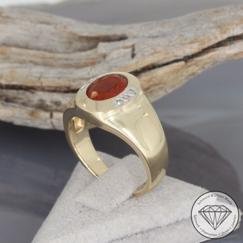 Wert 1290 € Diamant Mandarin-Granat Ring in 585er 14 K Gelbgold - 98575