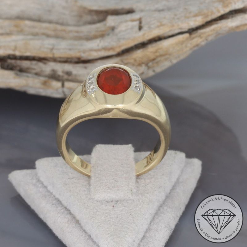 Wert 1290 € Diamant Mandarin-Granat Ring in 585er 14 K Gelbgold - 98575