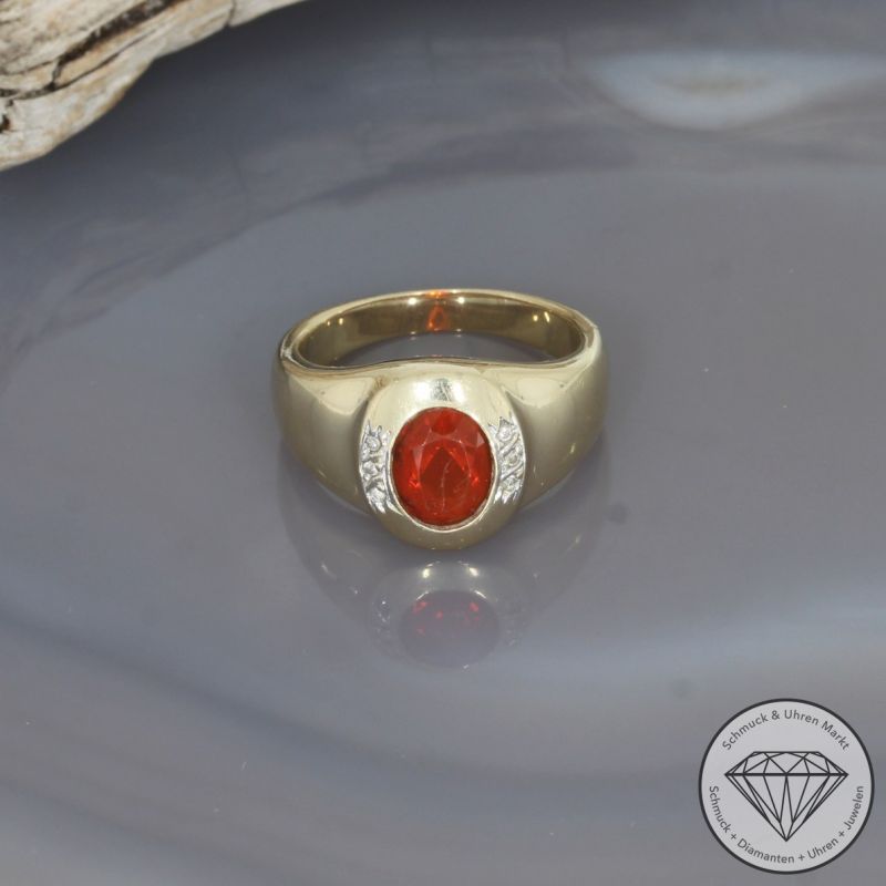 Wert 1290 € Diamant Mandarin-Granat Ring in 585er 14 K Gelbgold - 98575