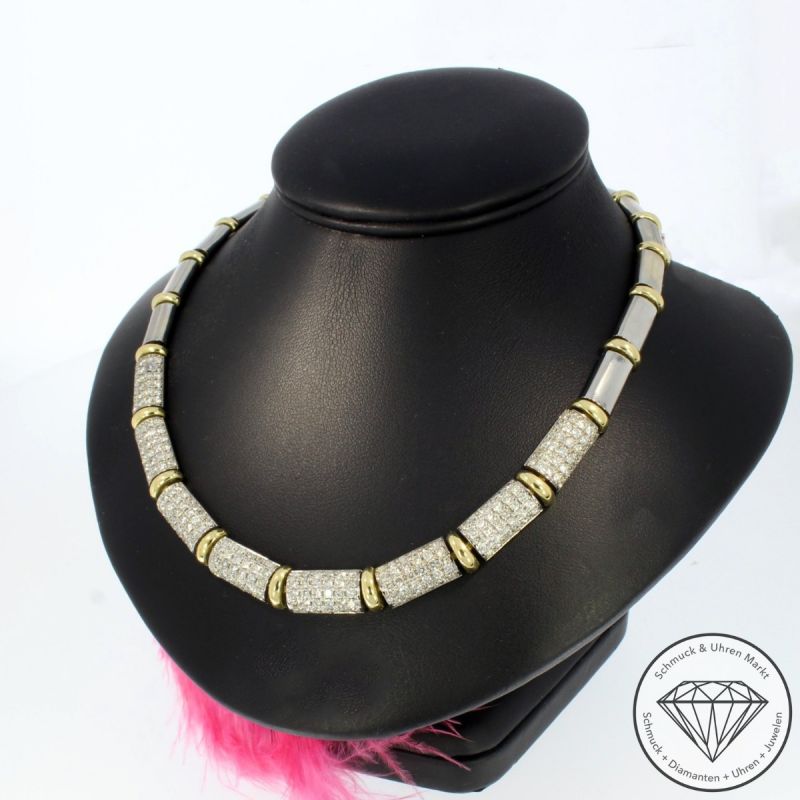 Wert 34000 € Bicolor Brillant Collier (ca. 3,60 carat) in 750er 18 K Gold - 98640