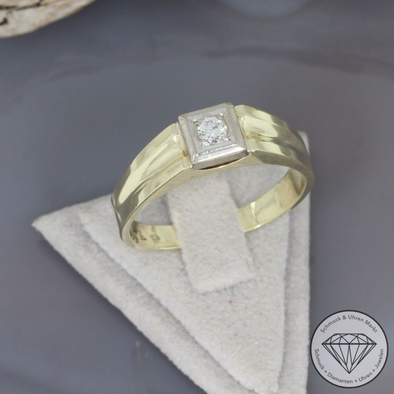 Wert 1990 € Solitär Brillant Ring (ca. 0,15 carat) in 585er 14 K Gelbgold - 98692