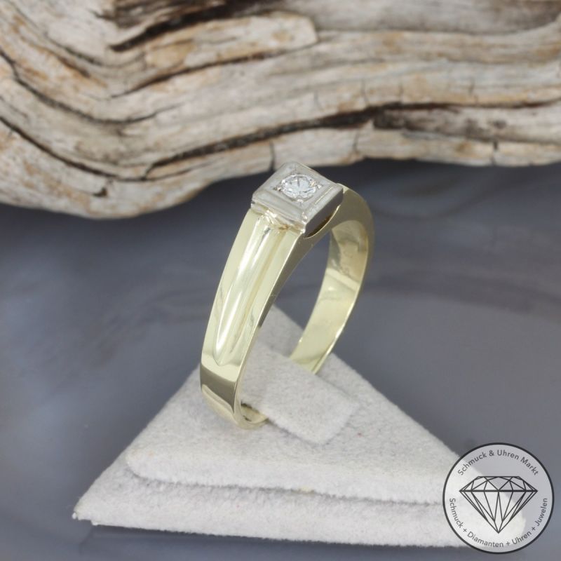 Wert 1990 € Solitär Brillant Ring (ca. 0,15 carat) in 585er 14 K Gelbgold - 98692