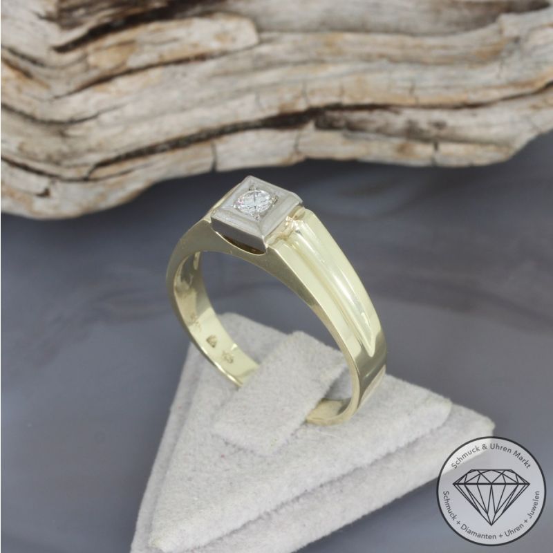 Wert 1990 € Solitär Brillant Ring (ca. 0,15 carat) in 585er 14 K Gelbgold - 98692